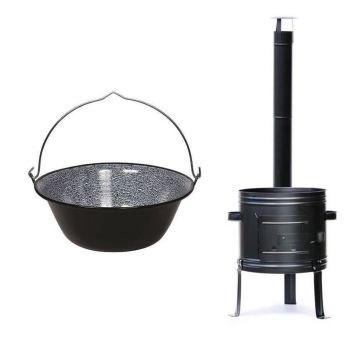 Soba de gatit cu ceaun emailat, kit complet, 10 - 30 L (Tip: Soba de gatit cu ceaun emailat, kit complet, 10 - 30 L (Capacitate Ceaun: 10L))