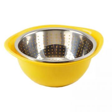 Strecuratoare Fructe, Inox, Suport Plastic, Galben, 22 cm, Perfect Home