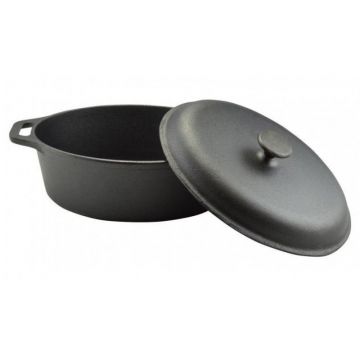 Tava cu Capac din Fonta, 32 cm, Perfect Home