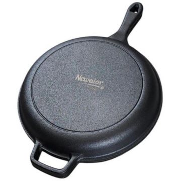 Tigaie Dubla din Fonta cu Maner, 27 x 10 cm, Neagra, Newalor