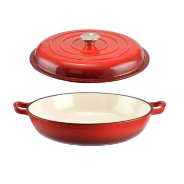 Tigaie Fontă Emailată cu Capac 30 cm – Gătire Uniformă și Durabilitate Superioară