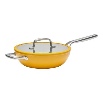 Tigaie tip wok cu capac/cu suprafață ceramică ø 28 cm Meda 3.0 – FABINI