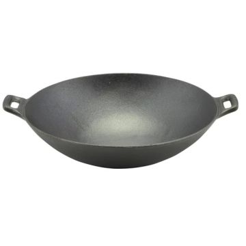 Wok Tradițional Chinezesc din Fontă 31.8 cm – Ideal pentru Gătit Autentic Asiatic