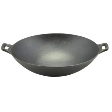 Wok Tradițional Chinezesc din Fontă 36,5 cm – Ideal pentru Gătit Autentic Asiatic