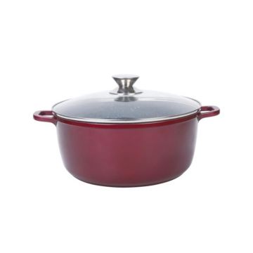 Cratita Aluminiu, Ceramica, Capac din Sticla, pentru Prepararea Gemului, Sosului din tomate, 36cm,13L, Grunberg GR1636