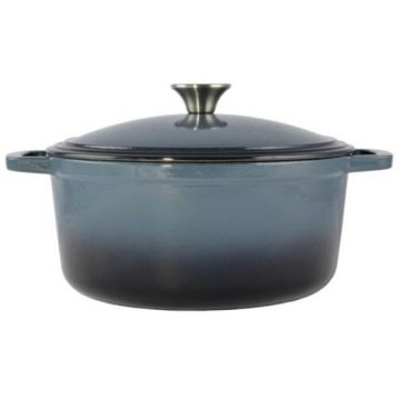 Cratita din Fonta Emailata, 24 cm, 4 l, Albastru, Perfect Home