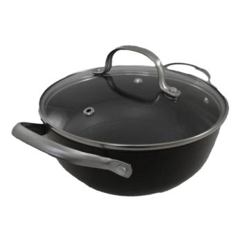 Cratita din Fonta Tip Fagure, Capac Sticla, Capacitate 3.5 l, Diametru 24 cm