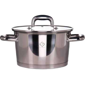 Cratita din Inox, Capac din Sticla, 20 cm, 3.20 l, Argintie, Grunberg