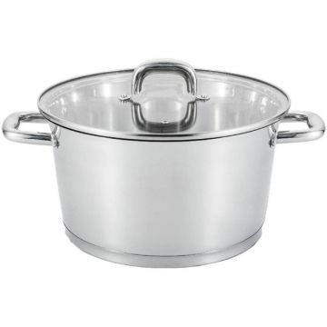 Cratita din Inox, Capac din Sticla, 28 cm, 8.20 l, Argintie, Grunberg