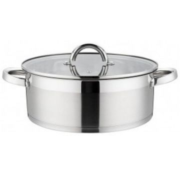 Cratita din Inox, cu Capac din Sticla, 26 cm, 7.40 l, Argintie, Grunberg