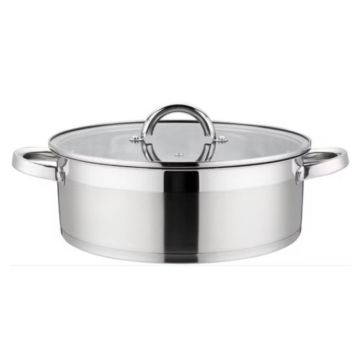 Cratita din Inox cu Capac din Sticla, 28 cm, 6 l, Grunberg GR4119