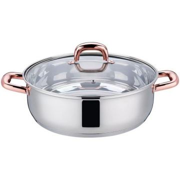 Cratita din Inox, cu Capac din Sticla, 30 cm, 6.60 l, Grunberg