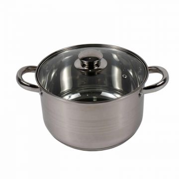 Cratita Inox cu Capac, 22 cm, Capacitate 4 l, Argintiu