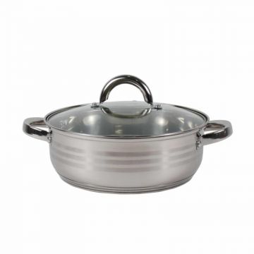 Cratita Inox cu Capac, Diametru 25 cm, Capacitate 3 l, Argintiu