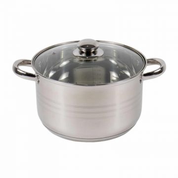 Cratita Inox cu Capac, Diametru 25 cm, Capacitate 5.5 l, Argintiu
