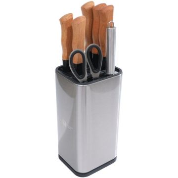 Cutite Bucatarie, Ascutitor, Foarfeca, Suport, Otel Inoxidabil, Plastic, 8 Bucati, Grunberg