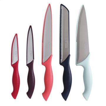 Cutite de Bucatarie, Otel Inoxidabil, Maner Plastic, 5 Bucati, Grunberg