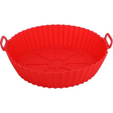 Forma Rotunda pentru Copt, Rosie, Silicon Alimentar, pentru Friteuza cu Aer Cald, 20 x 20 x 6.50 cm, Grunberg