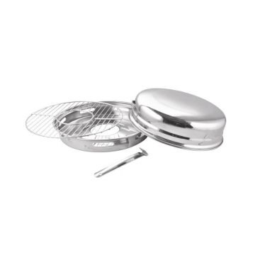Gratar din Inox cu Capac si Maner pentru Aragaz, 32.5 x 13.5 cm, Grunberg