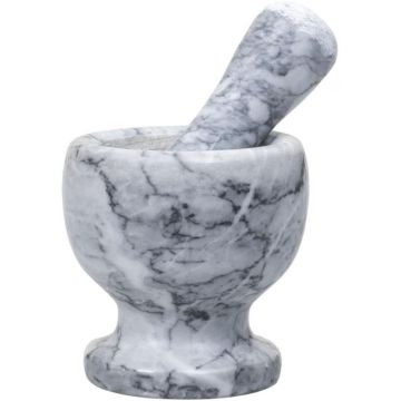 Mojar cu Pistil, Diametru 10 cm, Inaltime 10.5 cm, din Marmura, Gri