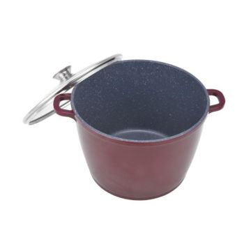 Oala din Aluminiu, Invelis Ceramic Marmorat, Capac din Sticla, 28 cm, 10 l, Grunberg