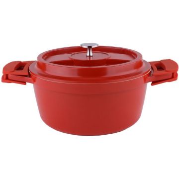 Oala din Ceramica cu Capac, 24 cm, 3.5 l, Rosu
