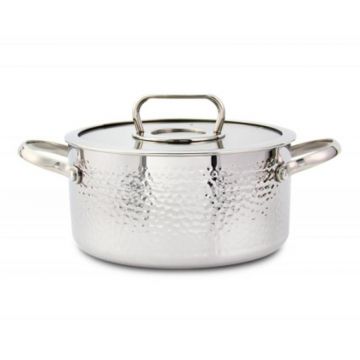 Oala din Otel Inoxidabil, Capac Sticla, 20 cm, 2.5 l, Argintiu