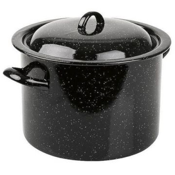 Oala Emailata cu Capac, 20 l, 36 cm, Neagra, Emailul Medias