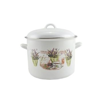 Oala Emailata cu Capac, 24 cm, 8.6 l, Perfect Home