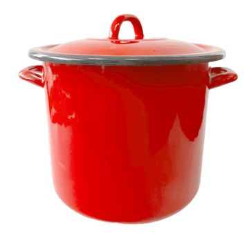 Oala Emailata cu Capac, 25 cm, 10 l, Rosu, Emailul Medias