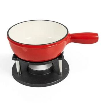 Oala Emailata din Fonta, pentru Fondue, 1.8 l, Rosu, Perfect Home