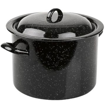 Oala Emailata Inalta cu Capac, 40 cm, 40 l, Negru, Emailul Medias