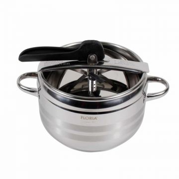 Oala Inteligenta din Inox, Sub Presiune, cu Capac, Diametru 20 cm, 5 l, Argintiu