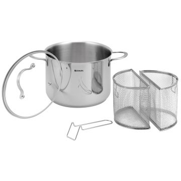 Oala pentru paste, cu 2 cosuri, inox, 22cm/6L - Zokura