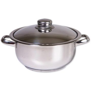 Set 2 x Oala Inox cu Capac, Capacitate 1.8 l, Diametru 18 cm, Argintiu