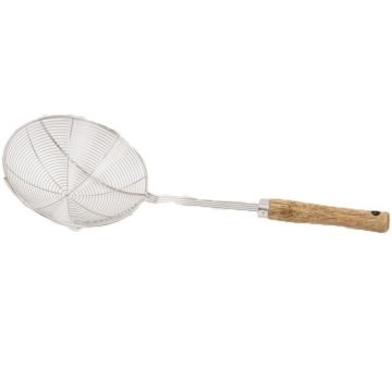 Set 2 x Paleta Tip Strecuratoare, Inox, Diametru 16 cm, Maner de Lemn