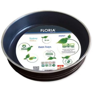 Set 2 x Tava Rotunda pentru Cuptor, din Teflon, Diametru 26 cm, Floria