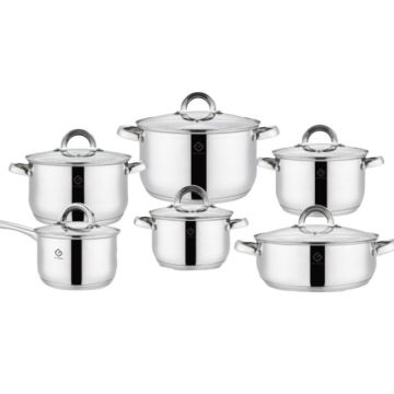 Set 6 Cratite din Inox cu Capace din Sticla, Grunberg
