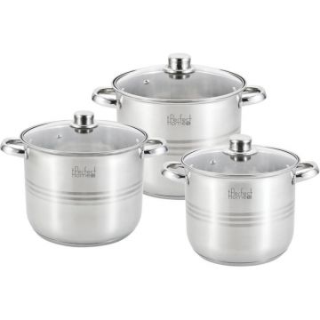 Set Oale Inox, 5 / 7 / 9 / 11 Litri, Capace din Sticla, Perfect Home