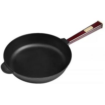 Tigaie din Fonta cu Capac din Sticla, 26 x 6 cm, Optima-Bordo, Brizoll