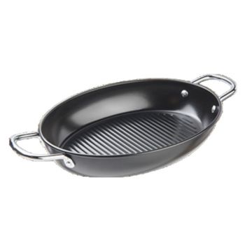 Tigaie Gratar din Otel, cu Invelis Antiaderent, 2 l, 30 x 21 x 5.50 cm, Neagra, Grunberg