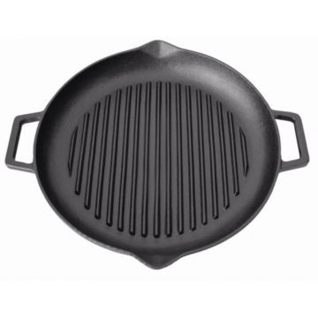 Tigaie Grill din Fonta, 31 cm, cu Doua Toarte, Perfect Home