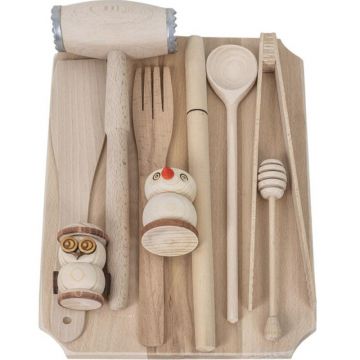 Tocator Dreptunghiular din Lemn de Fag, 35 x 25 x 2 cm, 10 Piese