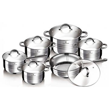Set oale si tigai Blaumann, 12 piese, inox, Argintiu