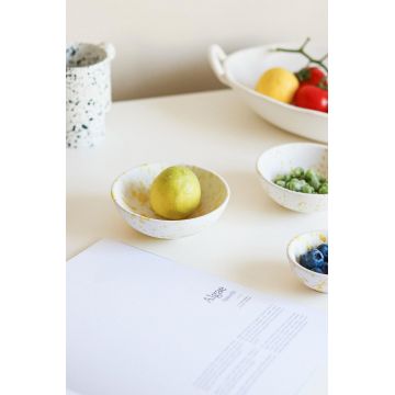 Bol ceramic, Hermia, 886SVN1108, Galben/Alb