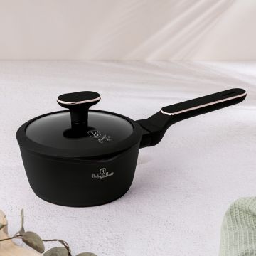 Cratita cu capac Berlinger Haus, Black Rose, 16 cm, 1.2 L, aluminiu forjat, negru mat