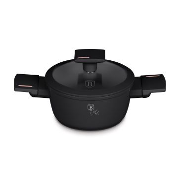 Cratita cu capac Berlinger Haus, Monaco, 14 cm, 700 ml, aluminiu forjat, negru