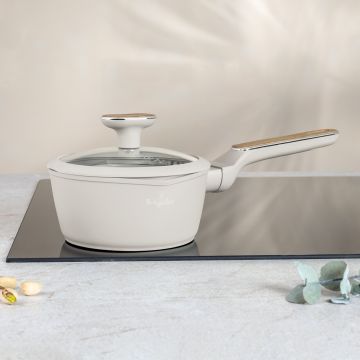 Cratita cu capac Berlinger Haus, Sahara Nordic, 16 cm, 1.2 L, aluminiu forjat, crem mat/natur