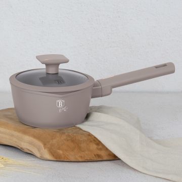 Cratita cu capac Berlinger Haus, Taupe, 16 cm, 1.2 L, aluminiu forjat, taupe mat