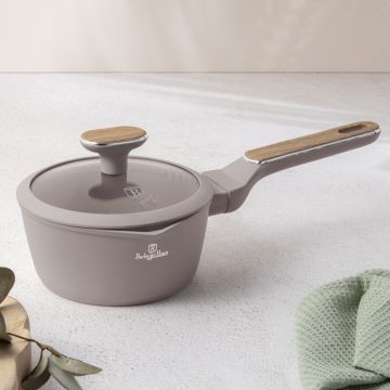 Cratita cu capac Berlinger Haus, Taupe Nordic, 16 cm, 1.2 L, aluminiu forjat, taupe mat/natur